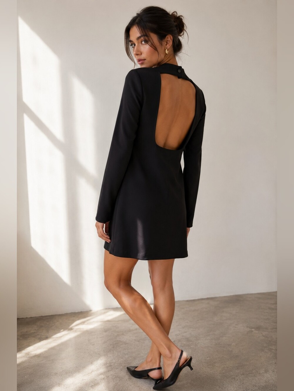 Future Collective x Kahlana Barfield Brown Black Open Back Mini Dress L